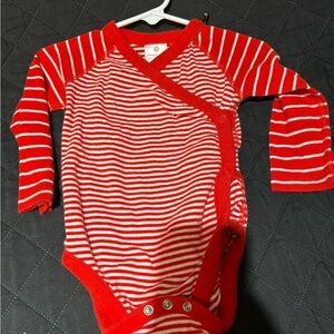 Hanna Andersson Red and White Striped Long-Sleeve One-Piece